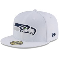 Men's Seattle Seahawks New Era White Omaha 59FIFTY Fitted Hat 3155945